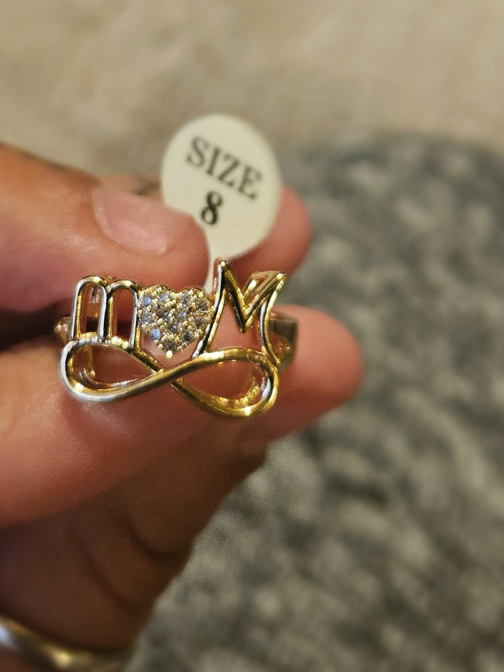 Mom Infinity Heart Ring - Gold Tone